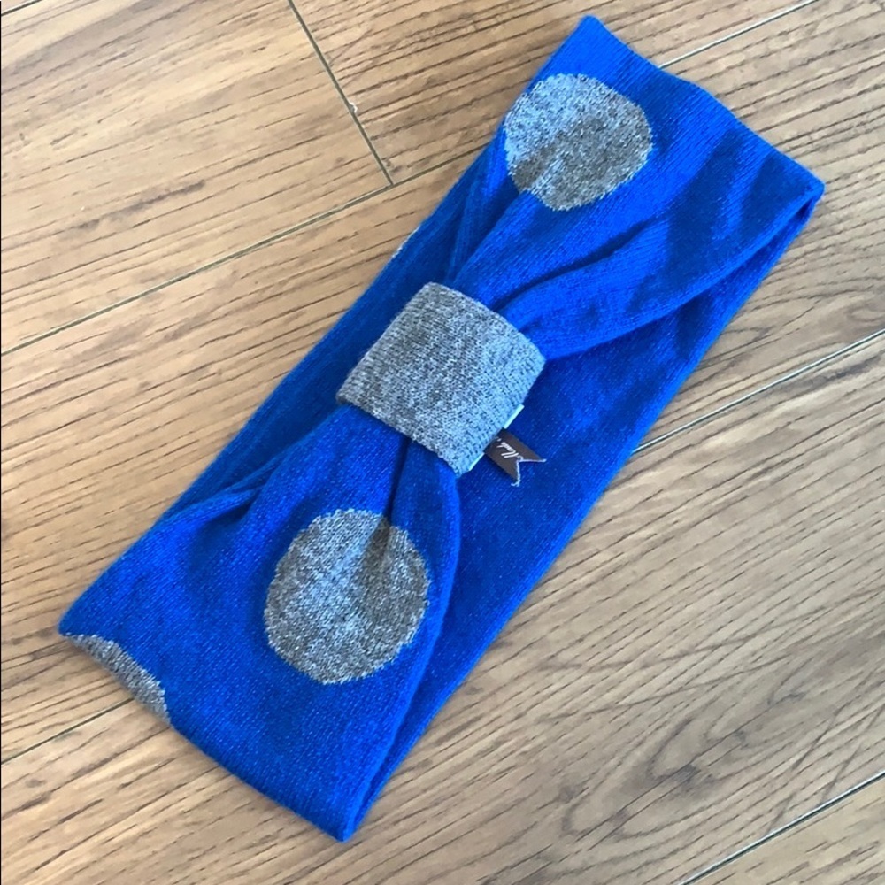 Qi Cashmere blue polka dot headband - Picture 3 of 15